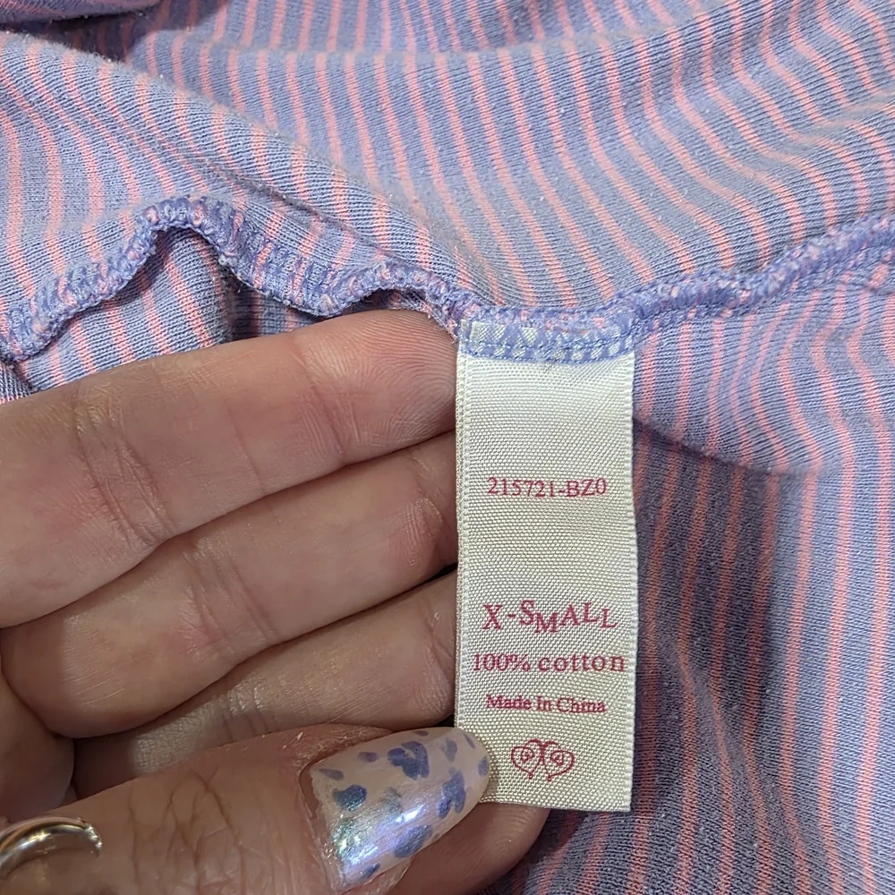 Victoria's Secret XS Cotton Nightgown Purple Striped Pajamas Rainbow Logo